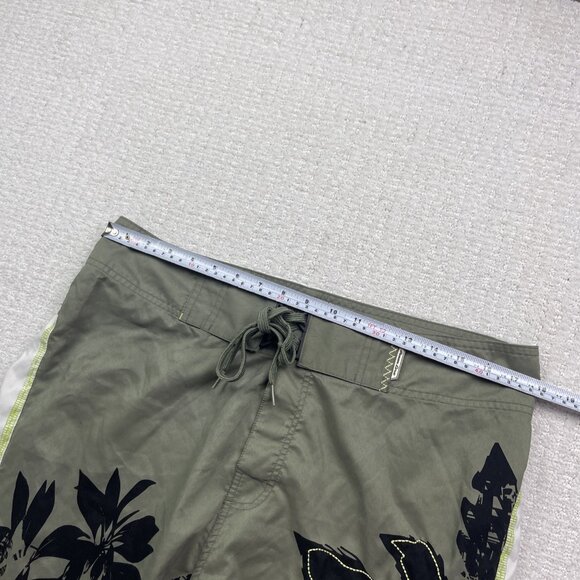 Y2K Ocean Core Board Shorts Men 36 Green Hawaiian Floral Palm tree AOP Swim - Picture 8 of 13